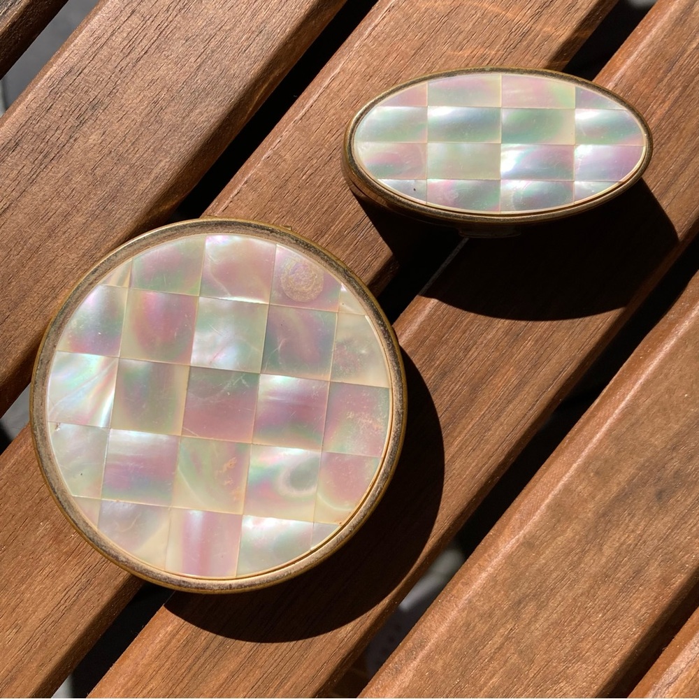 Vintage Max Factor Mother of Pearl Lipstick and Compact Case Set